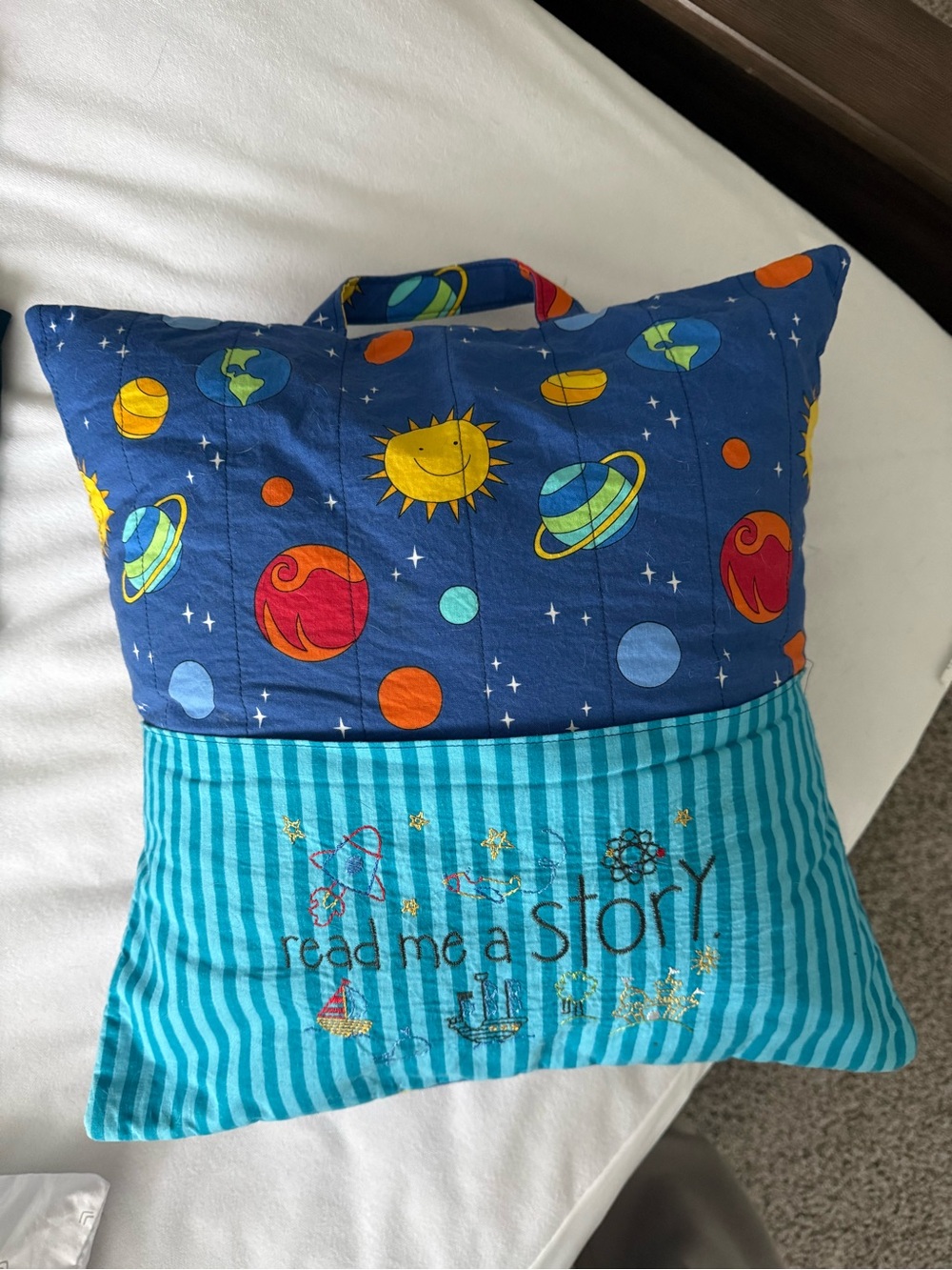Space Print 'Read Me a Story' Kids Pillow